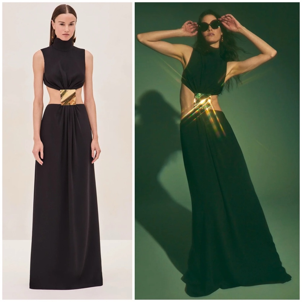 NWT ALEXIS PRAGUE DRESS in Black Maxi SZ XXS